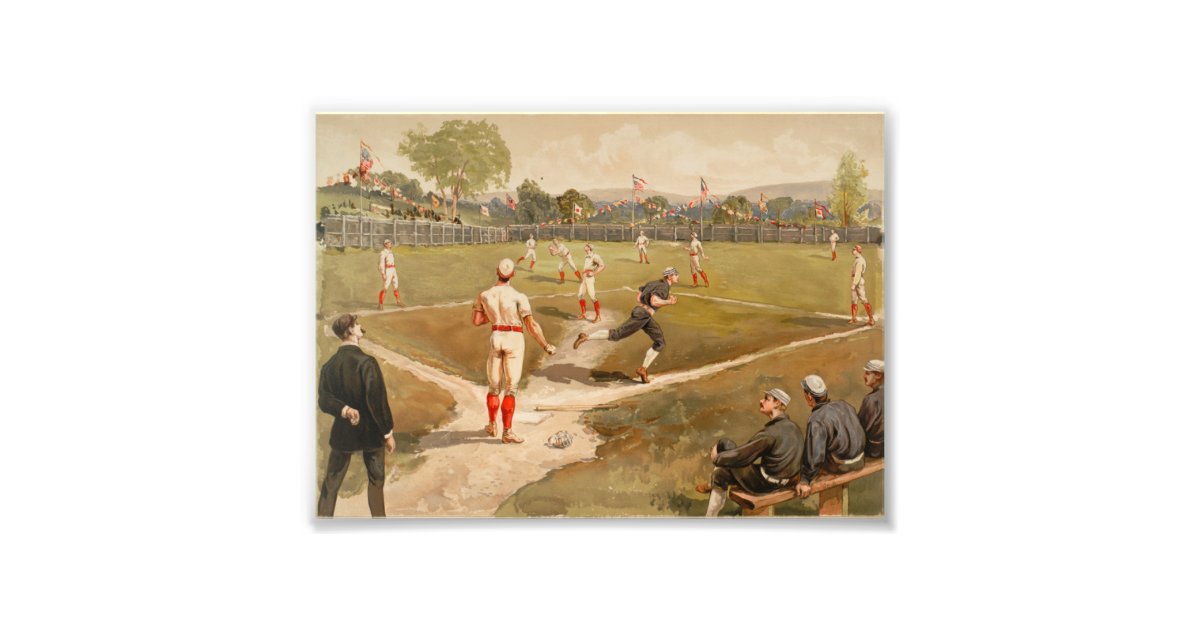 Vintage 1800s Baseball Game Photo Print