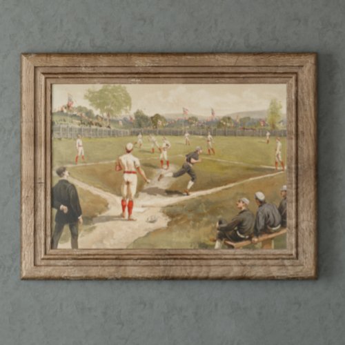 Vintage 1800s Baseball Game Poster