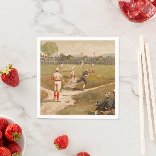 Vintage 1800s Baseball Game Sport Theme Party Napkins