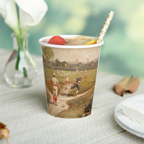 Vintage 1800s Baseball Game Sport Theme Party Paper Cups