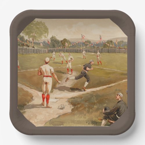 Vintage 1800s Baseball Game Sport Theme Party Paper Plates