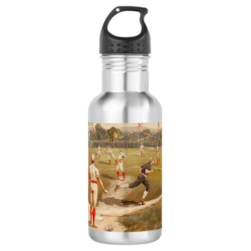Vintage 1800s Baseball Game Stainless Steel Water Bottle