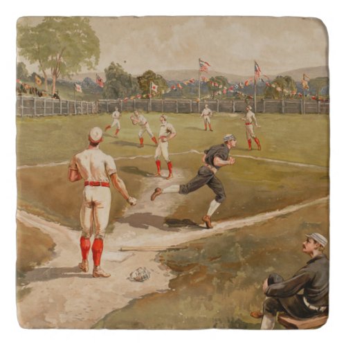 Vintage 1800s Baseball Game Trivet
