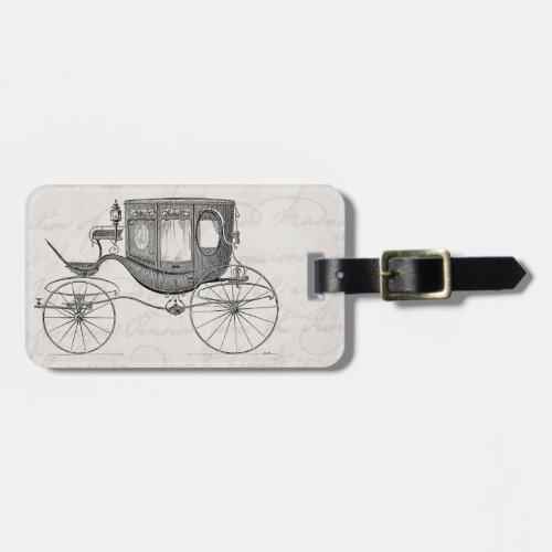 Vintage 1800s Carriage Horse Drawn Antique Buggy Luggage Tag