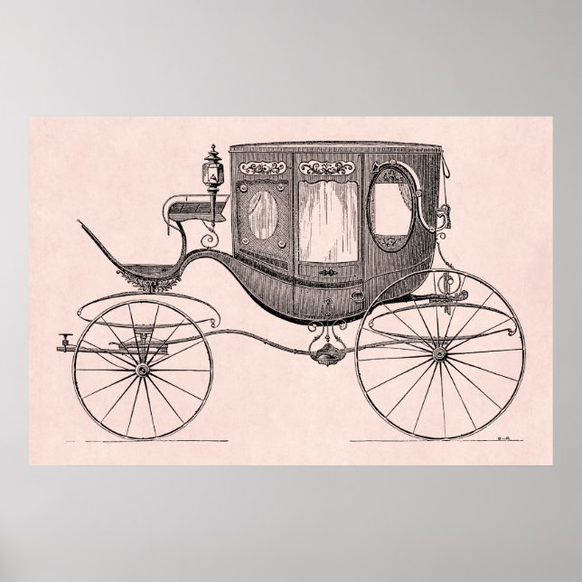Vintage 1800s Carriage Horse-Drawn Antique Buggy Poster (Front)