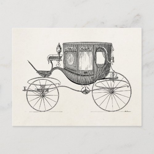 Vintage 1800s Carriage Horse Drawn Buggy Retro Car Postcard