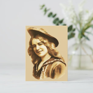 vintage 1800s Cowgirl photo country wetsern art Postcard