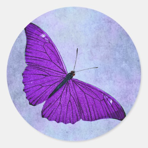 Vintage 1800s Dark Purple Butterfly Illustration Classic Round Sticker
