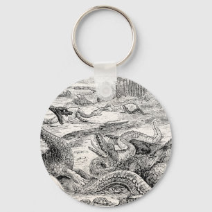 Vintage 1800s Dinosaur Illustration - Dinosaurs Keychain