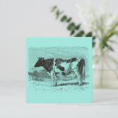 Vintage 1800s Dutch Cow Retro Cows Aqua Blue (Standing Front)