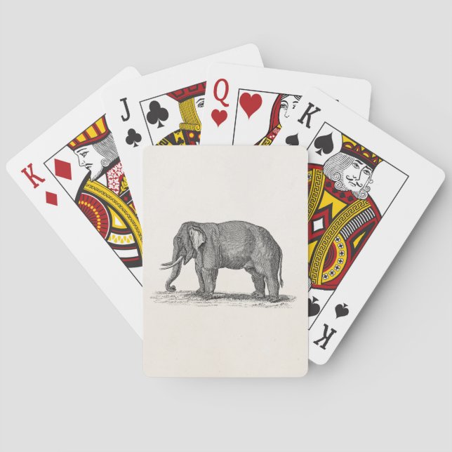 Vintage 1800s Elephant Illustration - Elephants Poker Cards (Back)