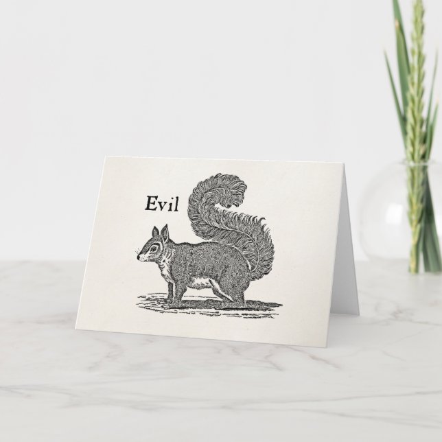 Vintage 1800s Evil Squirrel Illustration Card (Front)