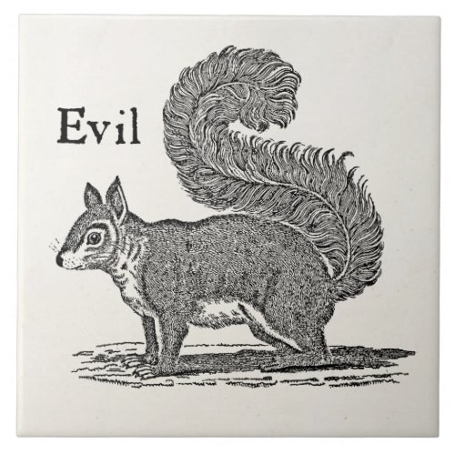 Vintage 1800s Evil Squirrel Illustration Ceramic Tile
