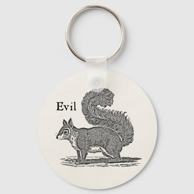 Vintage 1800s Evil Squirrel Illustration Keychain (Front)