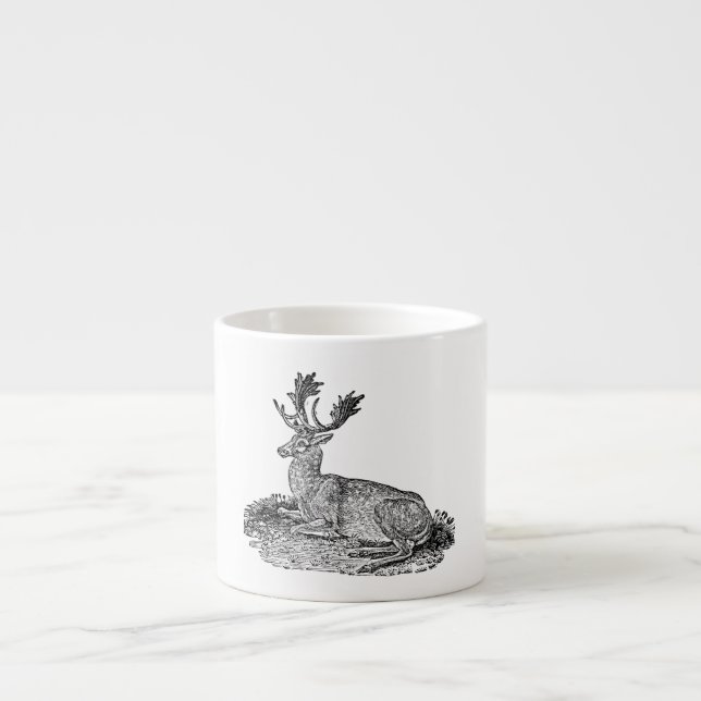 Vintage 1800s Fallow Deer Illustration Template Espresso Cup (Front)