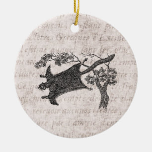 Vintage 1800s Flying Squirrel - Sugar Glider Ceramic Ornament