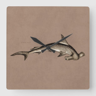 Vintage 1800s Hammerhead Shark Old Hammer Head Square Wall Clock