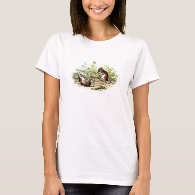 Vintage 1800s Harvest Mouse Illustration Mice T-Shirt (Front)