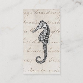 Vintage 1800s Hawaiian Sea Horse Illustration Business Card by SilverSpiral at Zazzle