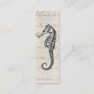 Vintage 1800s Hawaiian Sea Horse Illustration Mini Business Card