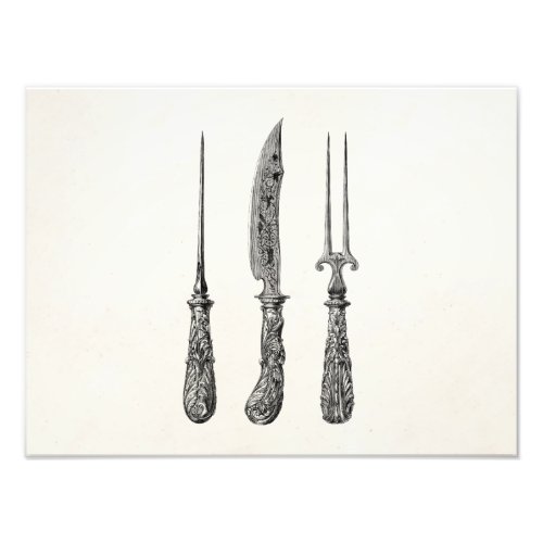 Vintage 1800s Knife Fork Pick Kitchen Cutlery Photo Print
