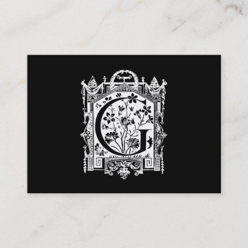 Customizable Vintage 1800s Letter G Monogram Illustration Business Card Template