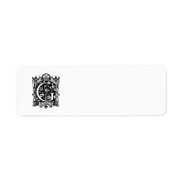 Vintage 1800s Letter G Monogram Illustration Label (Front)