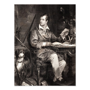 Vintage 1800s Lord Byron Portrait Victorian Poet Photo Print