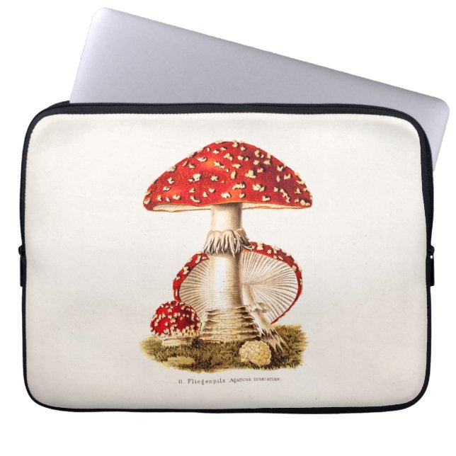 Vintage 1800s Mushroom Red Mushrooms Template Laptop Sleeve (Front)