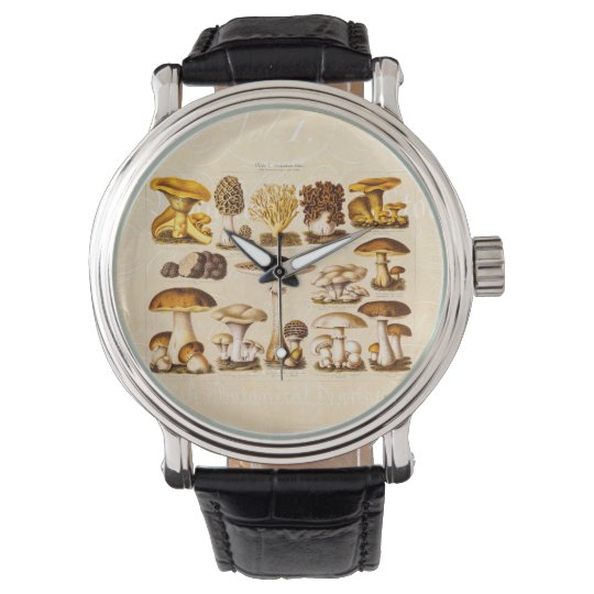 vintage 1800s mushroom variety mushrooms template wrist watch