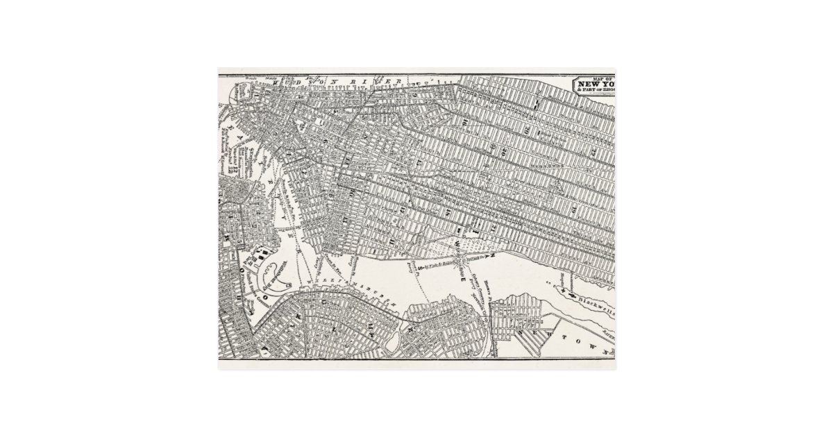 Vintage 1800s New York City Brooklyn Map Nyc Maps Postcard Zazzle Com