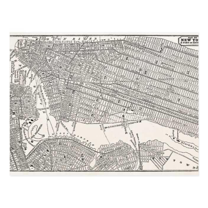 Vintage 1800s New York City Brooklyn Map Nyc Maps Postcard Zazzle Com