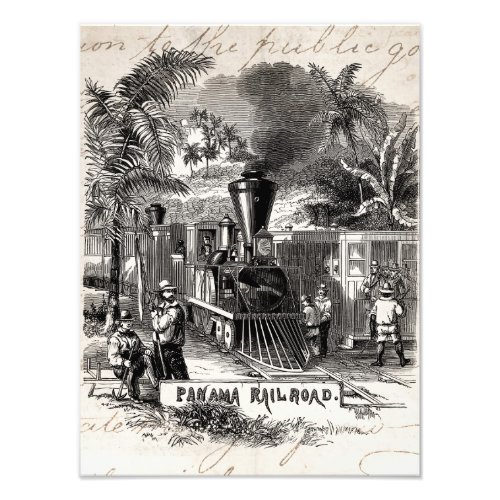 Vintage 1800s Panama Canal Railroad Train Template Photo Print