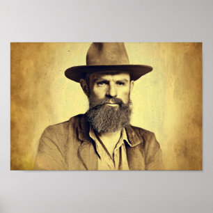 Vintage 1800s Photograph of a Cowboy Poster