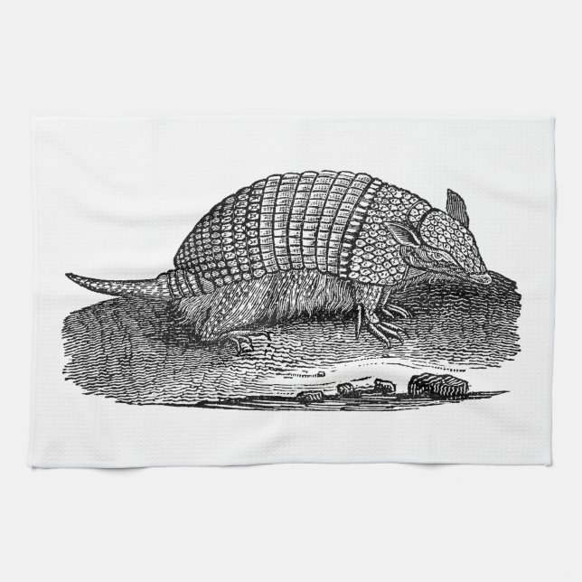 Vintage 1800s Retro Armadillo Antique Armadillos Towel (Horizontal)