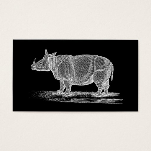 Customizable Vintage 1800s Rhinoceros Illustration - Rhino Business Cards