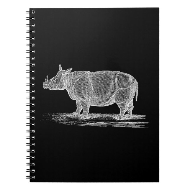 Vintage 1800s Rhinoceros Illustration - Rhino Notebook (Front)