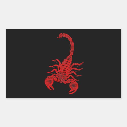 Vintage 1800s Scorpion Illustration Red Scorpions Rectangular Sticker