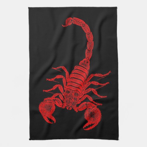 Vintage 1800s Scorpion Illustration Red Scorpions Towel