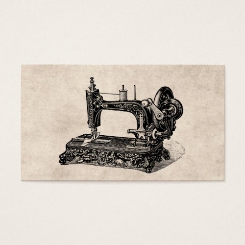 Vintage 1800s Sewing Machine Illustration Business Card Template