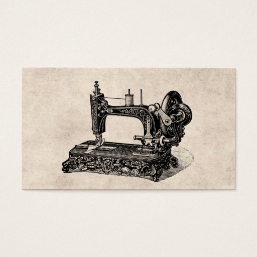 Customizable Vintage 1800s Sewing Machine Illustration Business Card Template