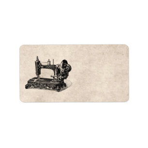 Vintage 1800s Sewing Machine Illustration Label