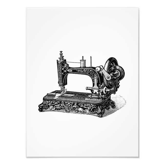 Vintage 1800s Sewing Machine Illustration Photo Print (Front)