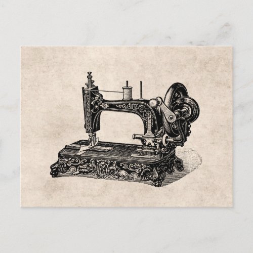 Vintage 1800s Sewing Machine Illustration Postcard
