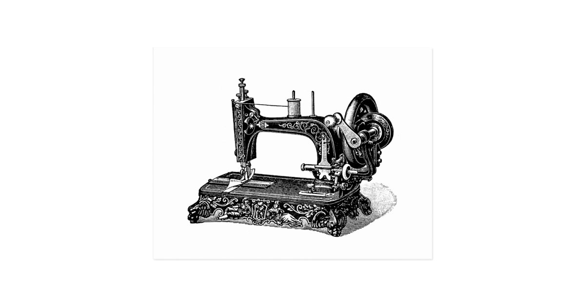 Vintage 1800s Sewing Machine Illustration Postcard | Zazzle