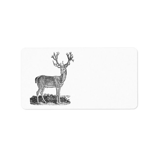 Vintage 1800s Stag Deer Antlers Retro Template Label (Front)