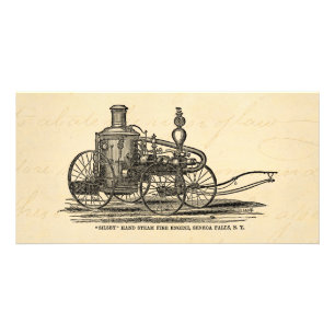 Vintage 1800s Steam Fire Engine Antique Fire Truck Card