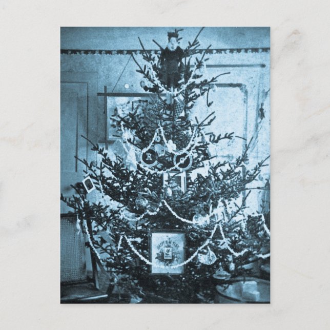 Vintage 1800s Stereoview Christmas Tree Holiday Postcard (Front)