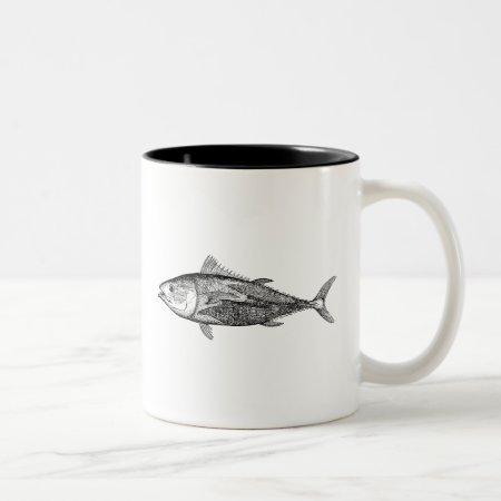 Vintage 1800s Tunny Fish Personalized Fishing Two-tone Coffee Mug
