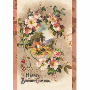 Vintage 1800s Victorian Birthday Floral Country Cutout